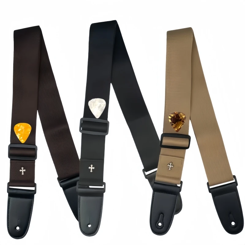 Correa de guitarra Miwayer para guitarra eléctrica, acústica, folk, estilo vintage, con bolsillo para púas, accesorios de guitarra para hombre