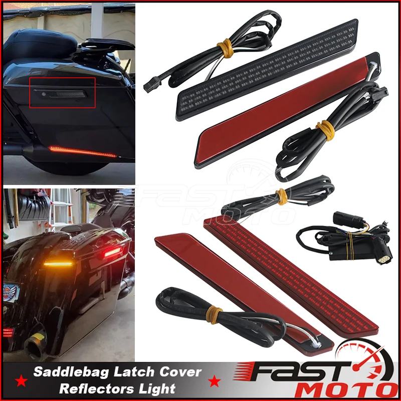 Saddlebag Latch Cover Reflectors LED Light For Harley Touring FLHTCU FLHTK FLHX FLHXS FLTRX FLTRXS Motorcycle Reflective Lamp