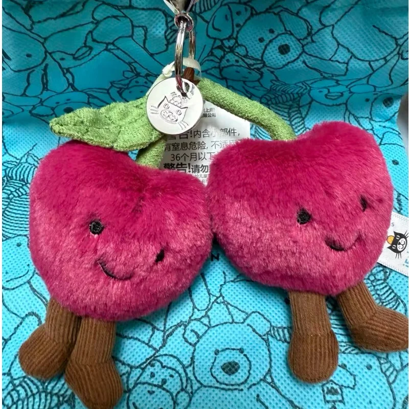 Porte-clés cerise avec étiquette amusante en gelée, mignon, pendentif de sac, accessoires de poupée, cadeau de vacances, décoration exquise, nouvelle collection
