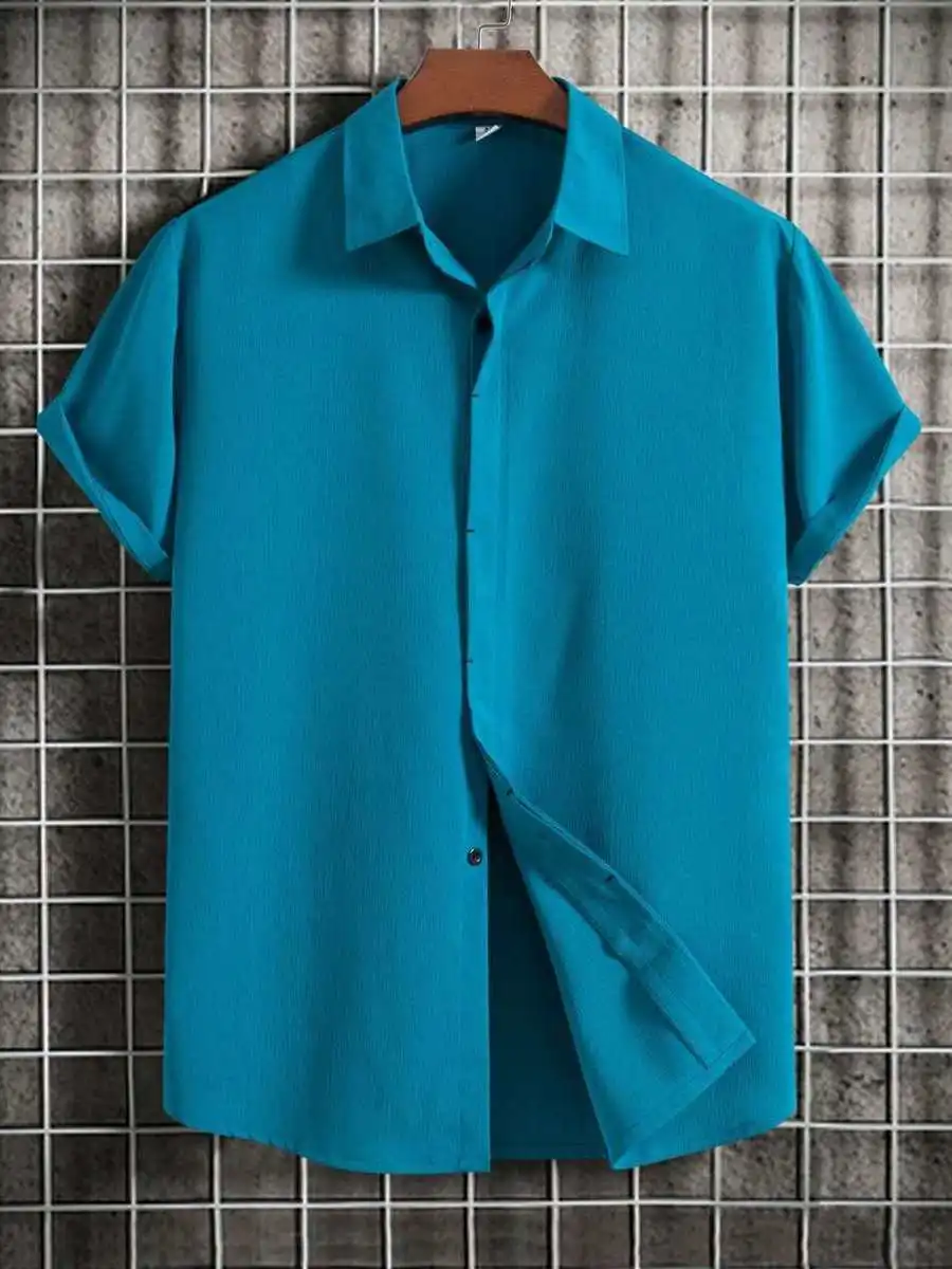 

New Men's Short Sleeve Loose Cotton Linen Shirt Ultra Slim Fit Gradation Sun Protection Treatment Inner Wear Ultra Short Style