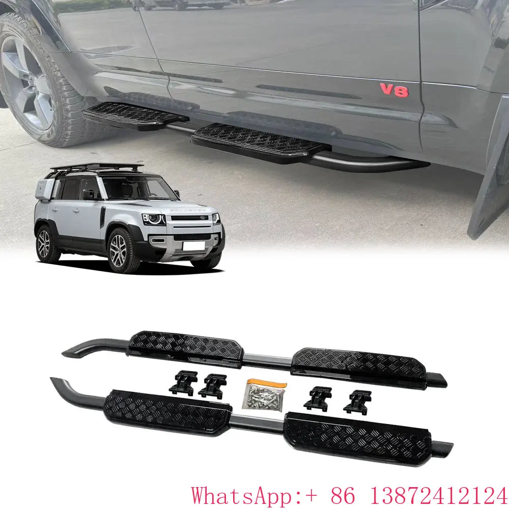 أجزاء جسم السيارة باللون الأسود اللامع الكلاسيكي دواسة القدم خطوات جانبية لوحة الجري لسيارة لاند روفر ديفندر 110 2022 2023 2024 #1