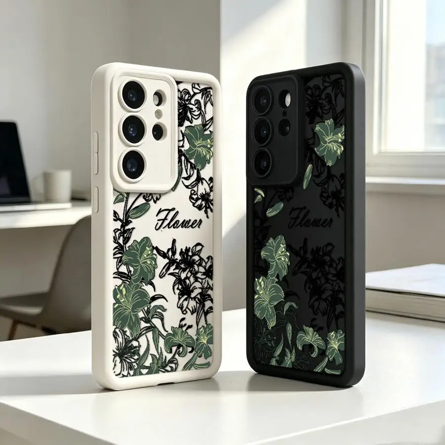 Artistic Flower Lines Phone Cover Case for Samsung Galaxy S26 S24 ultra S23 S22 Plus S25 Note 20 Ultra S20 FE S21