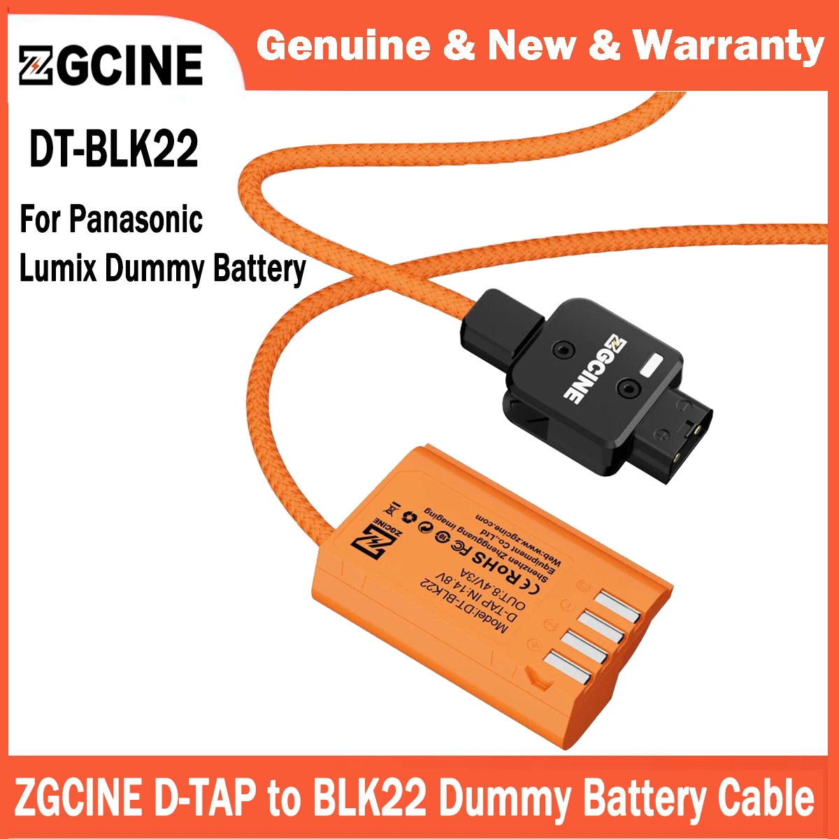 ZGCINE D-Tap to DMW-BLK22 Dummy Battery Cable with Braided Wire (23.6