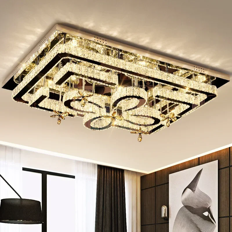 Living room main light crystal light rectangular modern light luxury atmosphere led ceiling