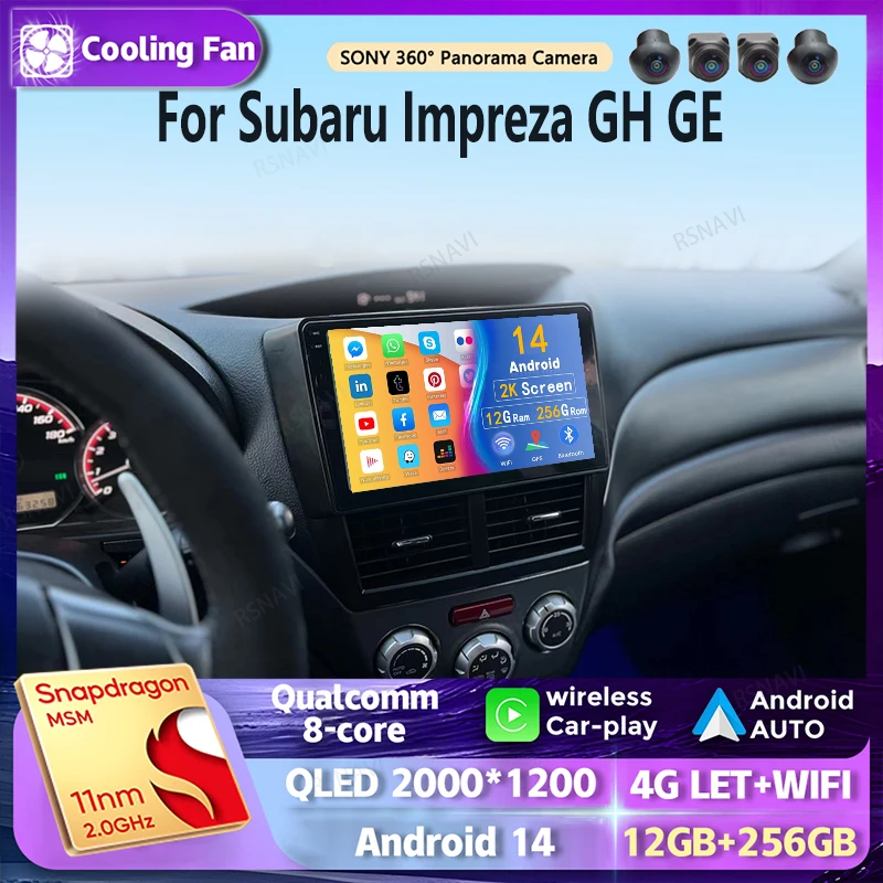 

Android 14 Carplay Car Radio For Subaru Impreza GH GE Navigation GPS Multimedia Player stereo wifi+4G Auto video BT 360 Camera