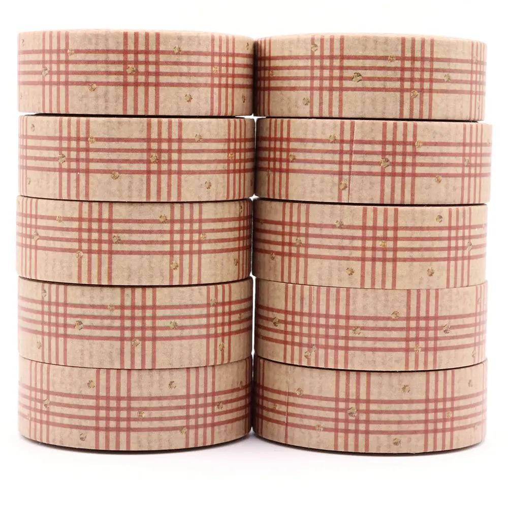 

NEW 10pcs/Lot 15MM*10M Thanksgiving Autumn Plaid Stripes washi tape Decorative Masking Tapes scrapbooking stationery