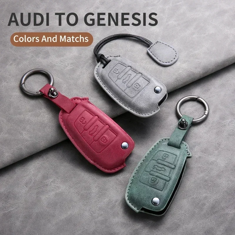 

Car Key Case Shell Cover For Audi A1 A3 A6 A6L Q2 Q3 Q7 TTS R8 S6 RS3 Interior Remote Keychain Accessories Sheepskin