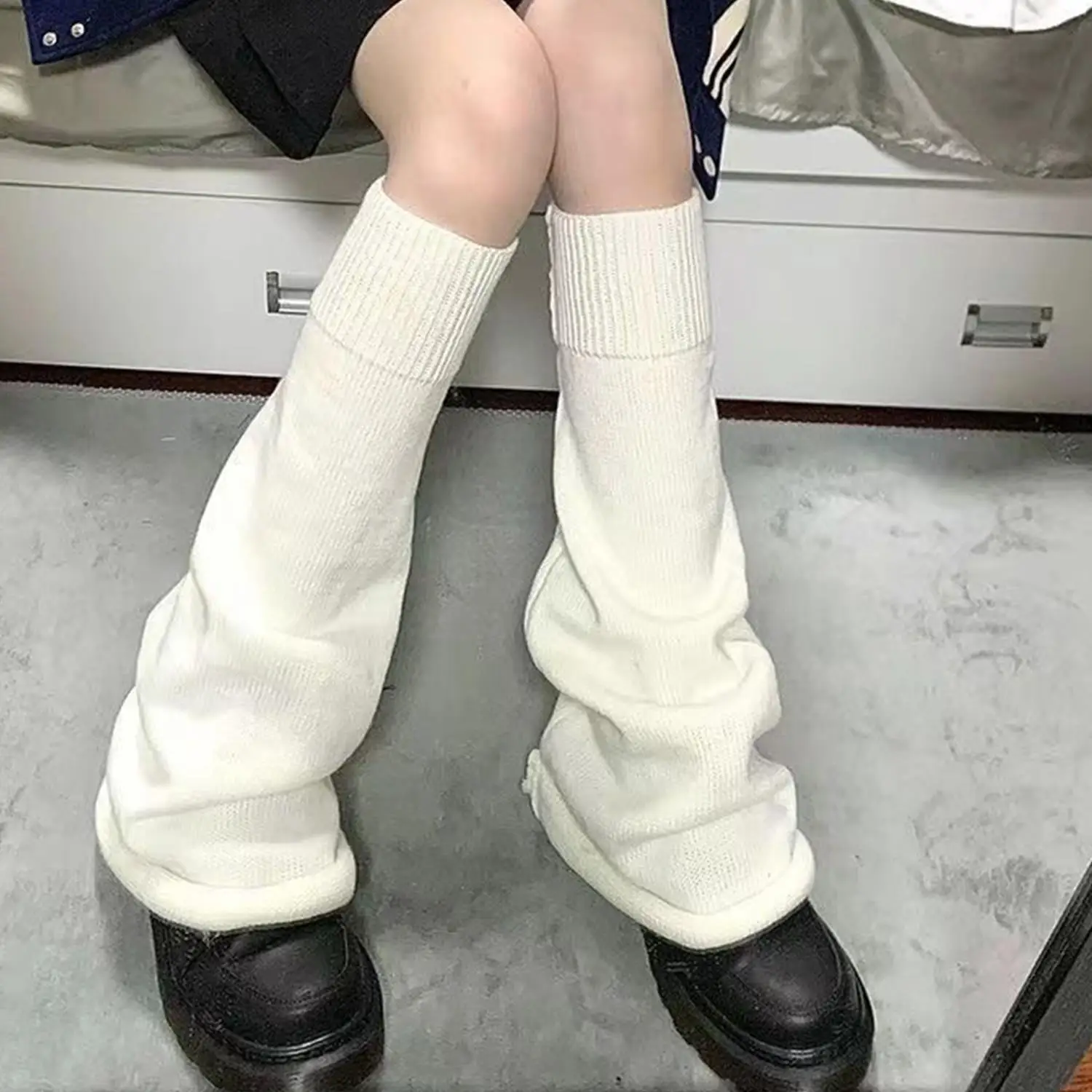 1Pair Lolita Leg Warmers Women Long Socks Winter Knitted Foot Cover Arm Warmer Y2k White Crochet Socks Boot Cuffs Stockings