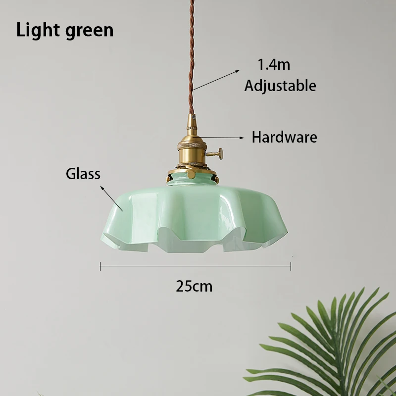 Moderne glazen bloem lange hanglamp met schakelaar aluminium volledig koperen lampkop slaapkamer nachtkastje en eetkamerverlichting