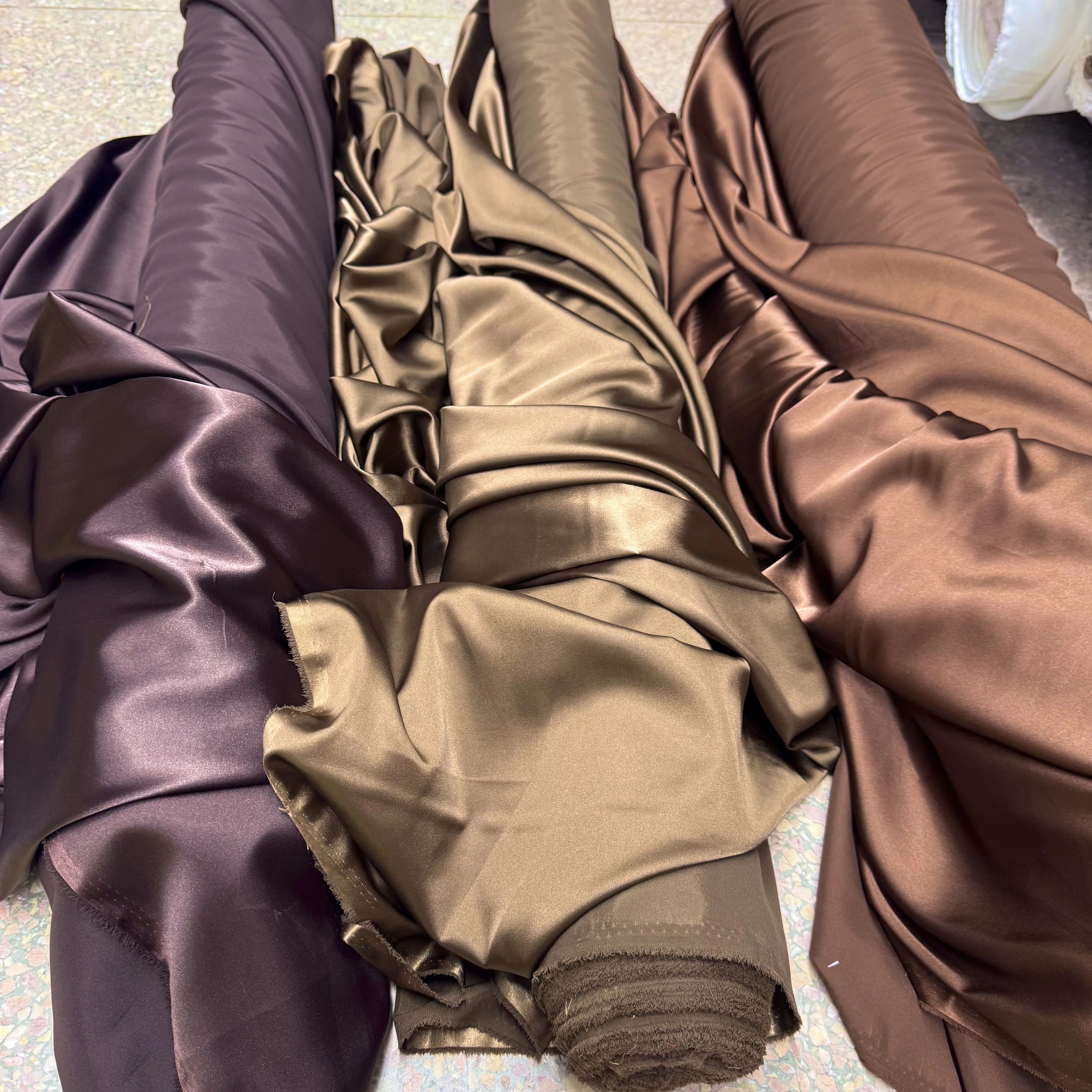 Pearl Brown Champagne Satin Surface Fabric Draping for Wedding Background Cotton Curtain Ceiling Voile Dress Fabric