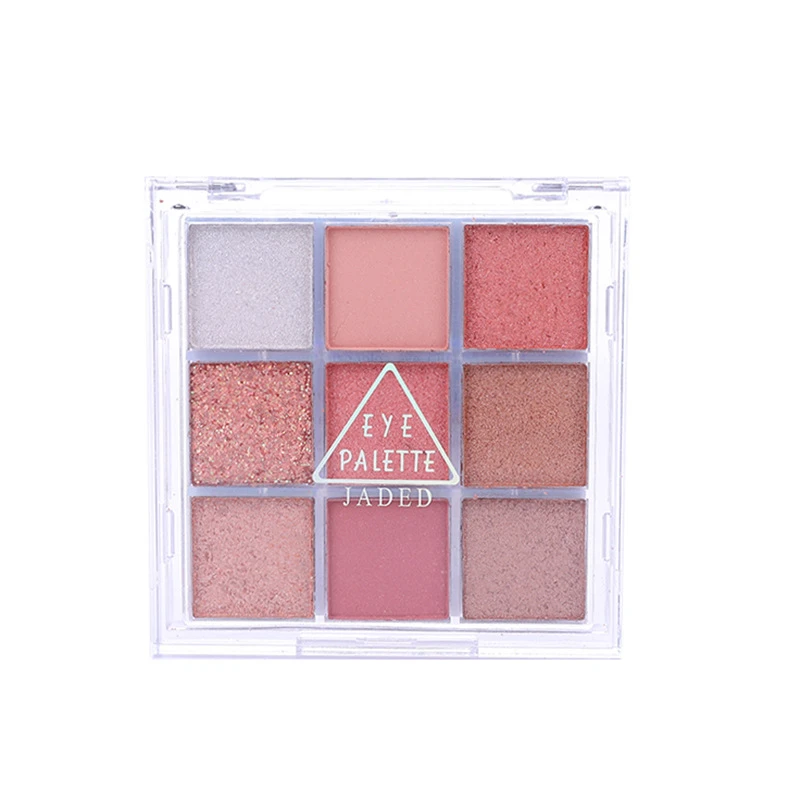 9-Farben-Lidschatten-Palette, rosafarbene Farbe, perlmuttfarbener, mattierter Glitzer-Lidschatten, Flash-Highlighter, erhellt den Lidschatten, glänzendes Make-up