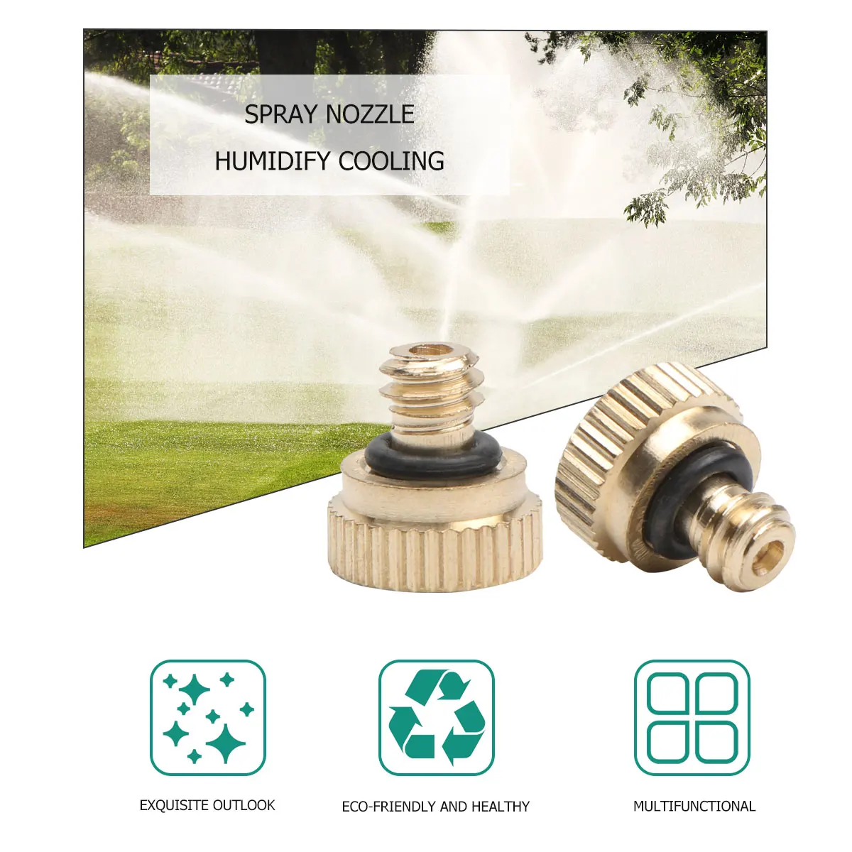 

16 Pcs Brass Mist Nozzle Durable Low Pressure Lead free Misting Nozzles for Cooling System Threaded Sprayer L scaping Water