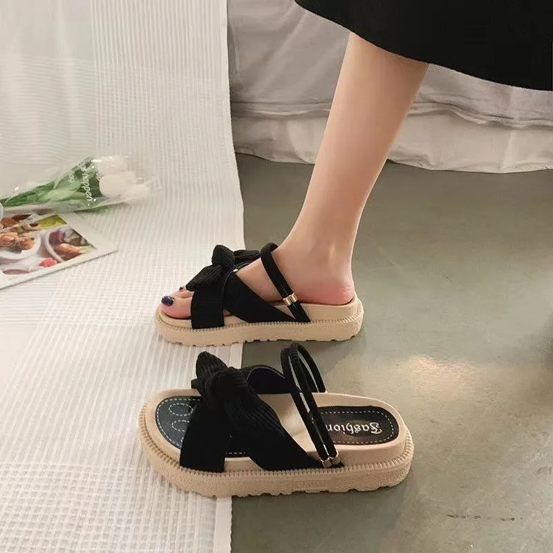 Summer Slippers Flower Sandals Women Sandalias Mujer Fairy Style Platform Roman Ladies Beach Shoes Woman 2024 Trend New Sandals