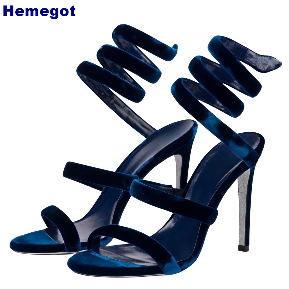 

Snake-Shaped Winding Sexy Luxury Sandal Summer Open Toe Banquet Thin Strap High Heels Solid Color Size 34-46 Fashion Women Pumps