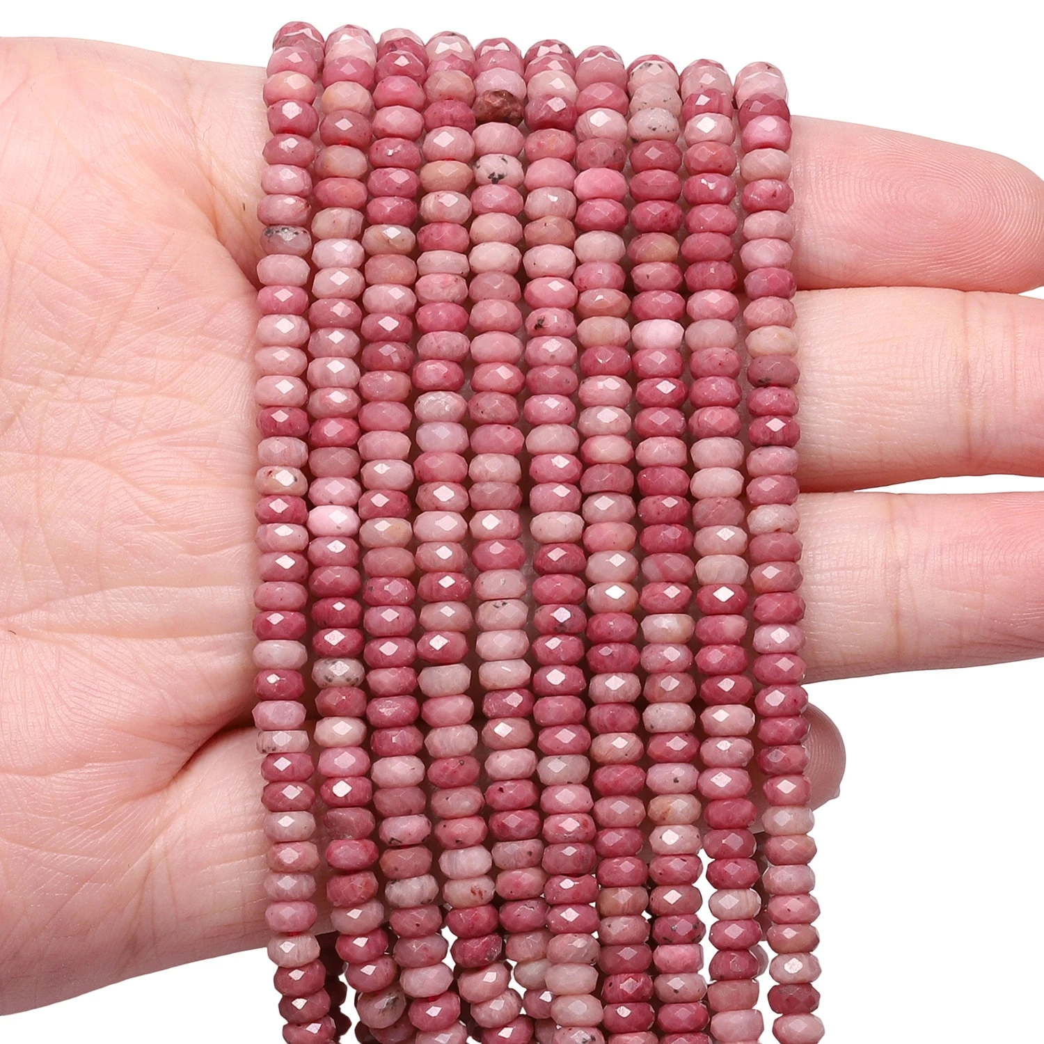 4x2mm Faceted Rondelle Natural Amethyst Green Malachite Rhodonite Picasso Jasper Stone for Jewelry Making Supplies DIY Bracelets