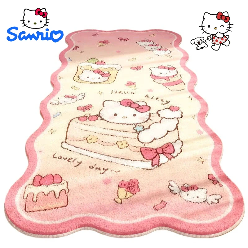 

Sanrio Hello Kitty cartoon cute carpet creative Kawaii home decoration bedroom bedside thickened coral fleece mat footpad gift