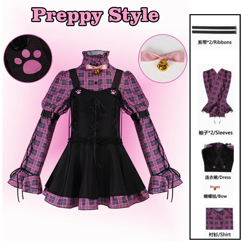 

Gothic Lolita Dress Dark Plaid Skirt Full Set Dark Punk Rock Unifrom Sweet Cool Style Daily Clothes Comic Con Party Roeplay