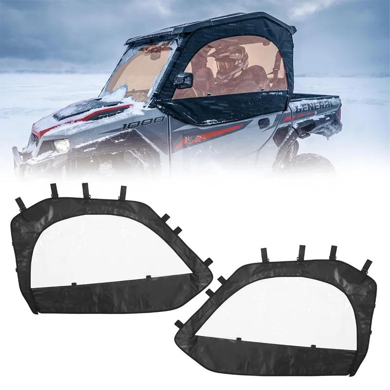 UTV Soft Upper Doors Cab Enclosure Side Windows Heavy-Duty PVC Waterproof Door Kit For Polaris General 1000 / XP 1000 2016-2026