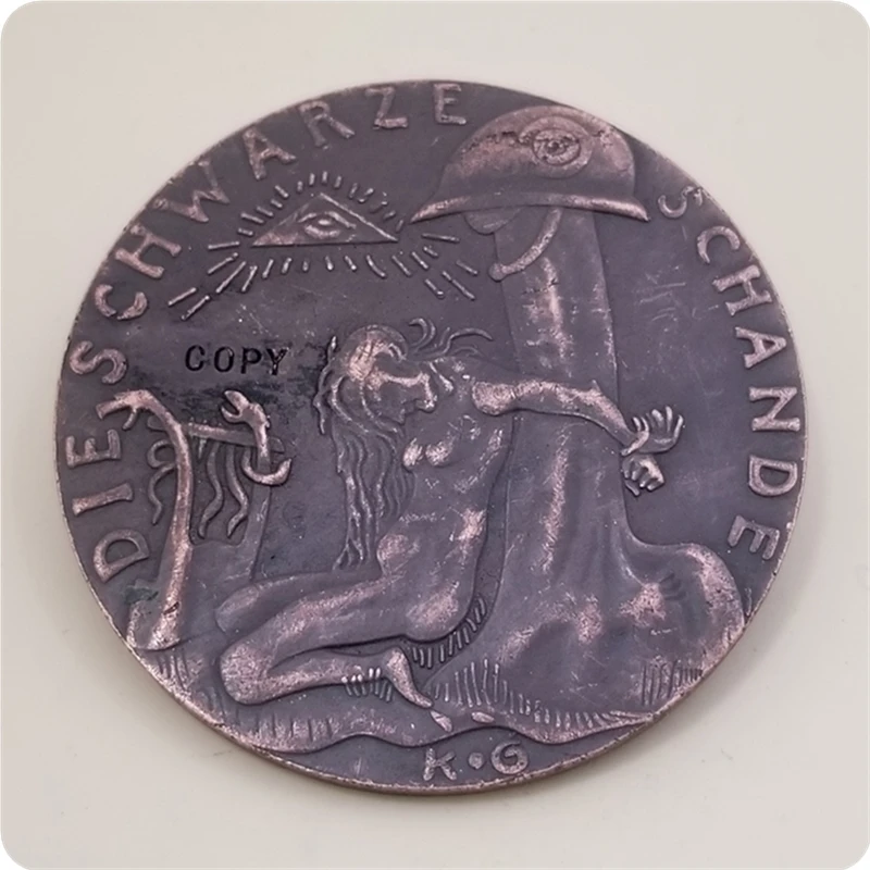 KARL GOETZ, 1920 GERMAN BLACK SHAME MEDAL / NUDE GIRL,EROTIC COPY COINS