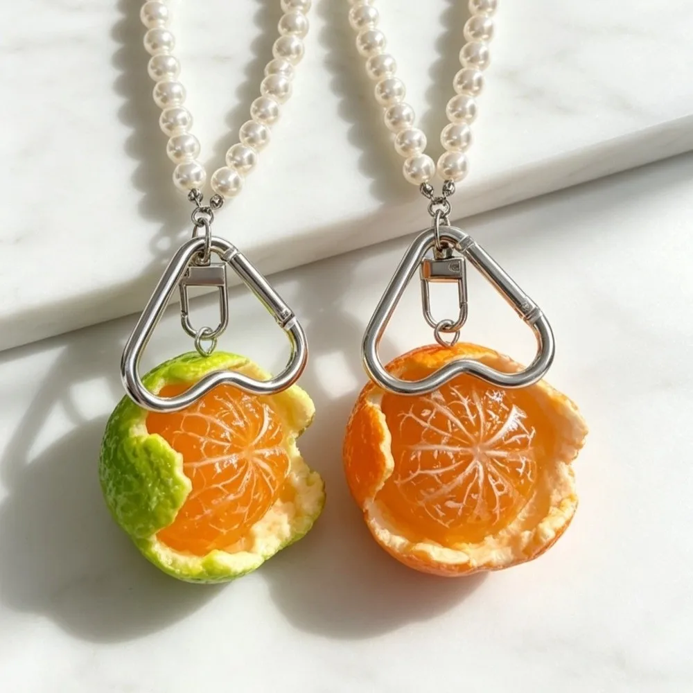 Cartoon Lucky Fruit Orange Keychain 3D Fruit Pendant Orange Decorative Wind Chime Ornaments Handmade Resin Simulation Orange