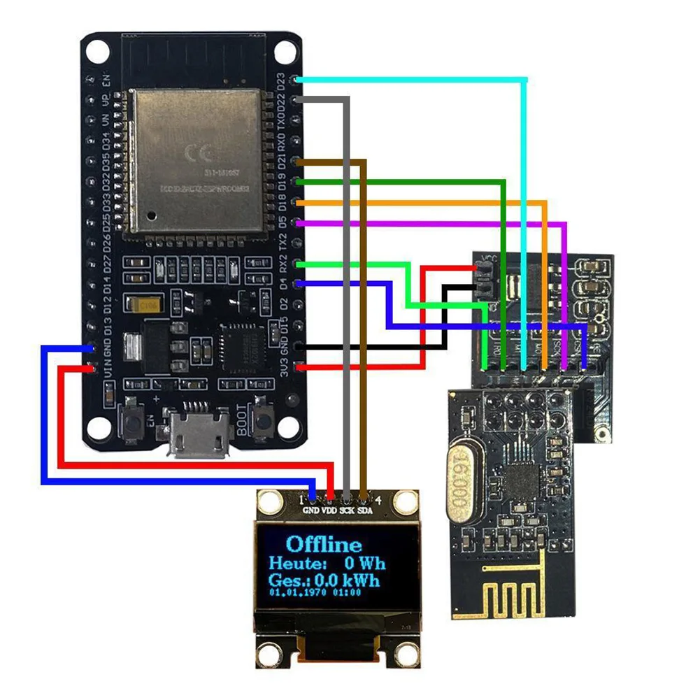 Esp321 Nrf24l01 Opendtu Voor Diy Kit Module For HM300 HM350 HM400 HM600 HM700 HM800 HM1200 HM1500 TSun 350 TSun 400 TSun M800