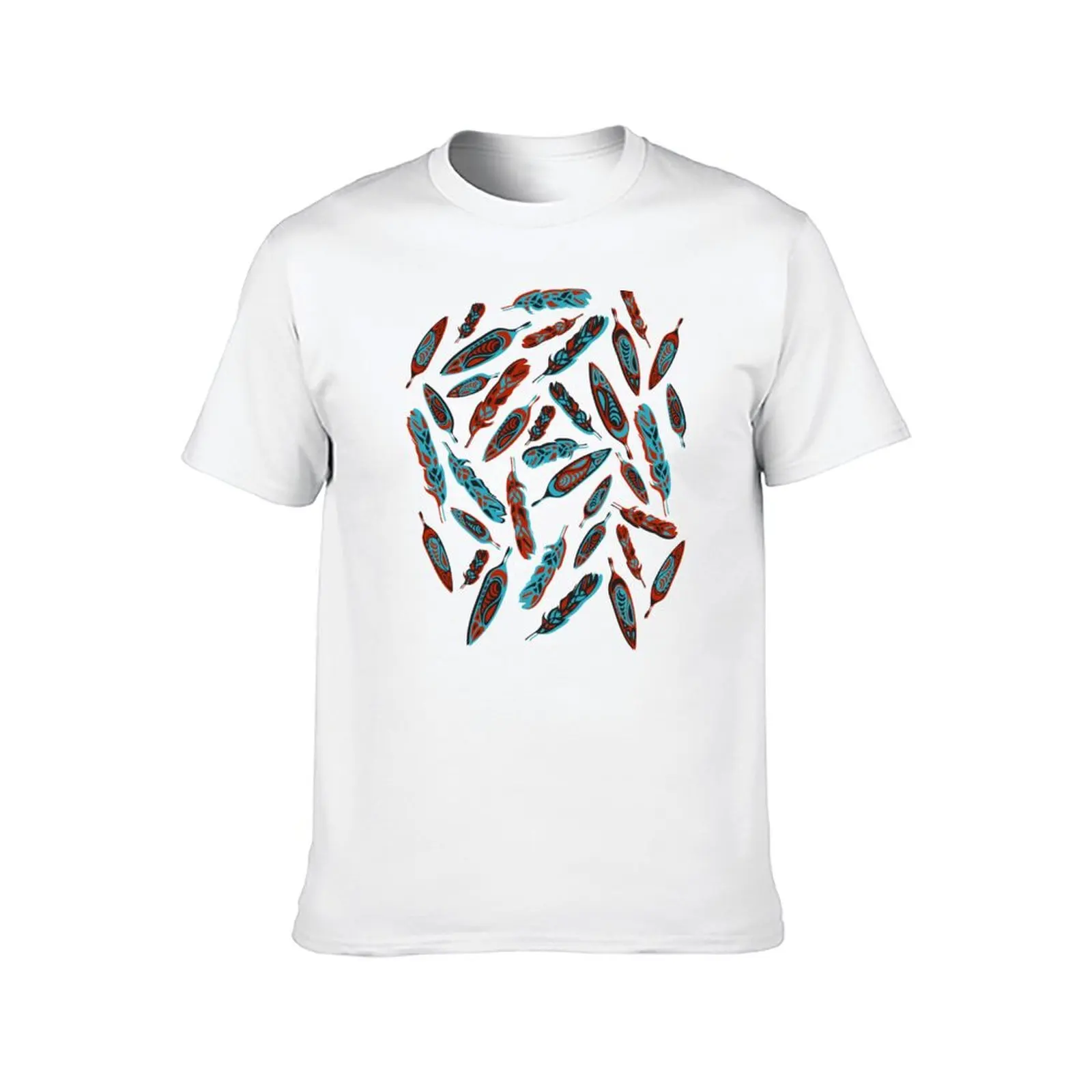 Tlingit Feathers - تي شيرت أزرق للرجال تي شيرت عالي الجودة ماركة فاخرة تي شيرت مصمم تي شيرت #2