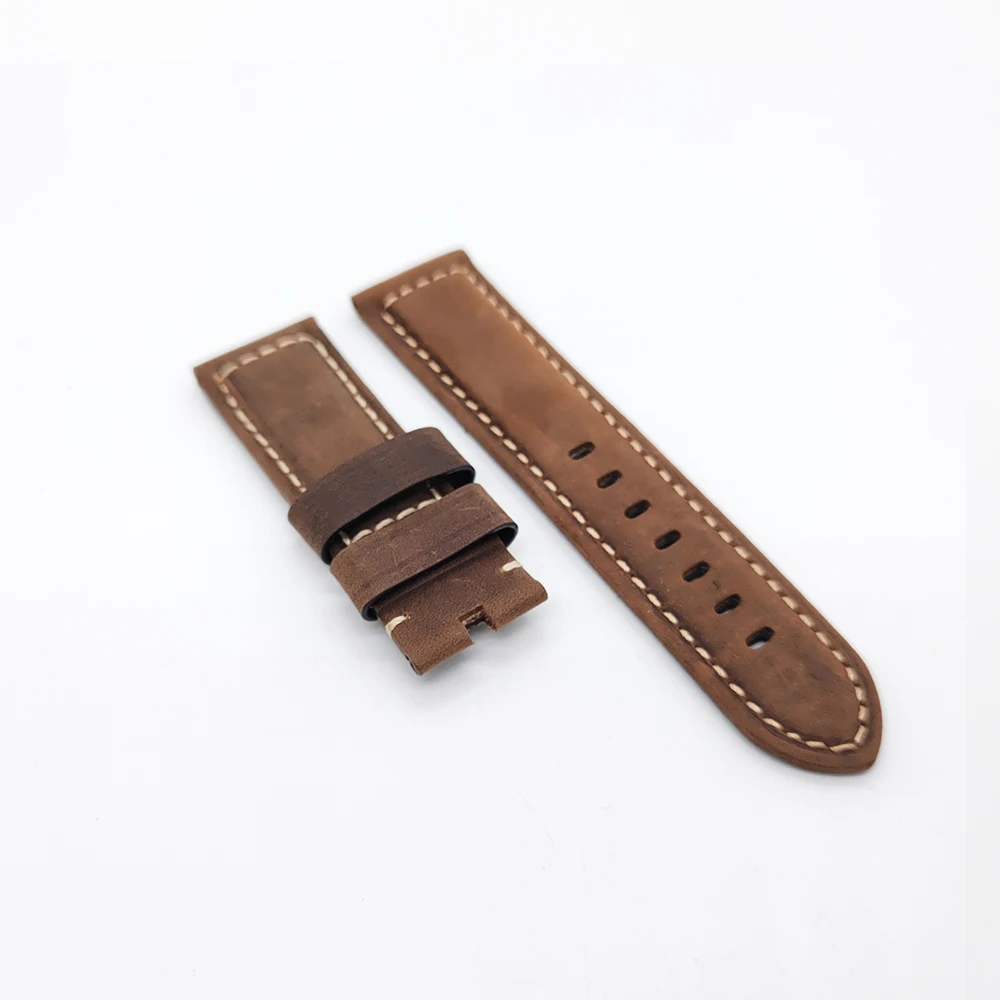 

24mm/22mm 125/75mm Brown Frosted Calf Leather PAM Strap for PAM RADIOMIR LUMINOR Watch