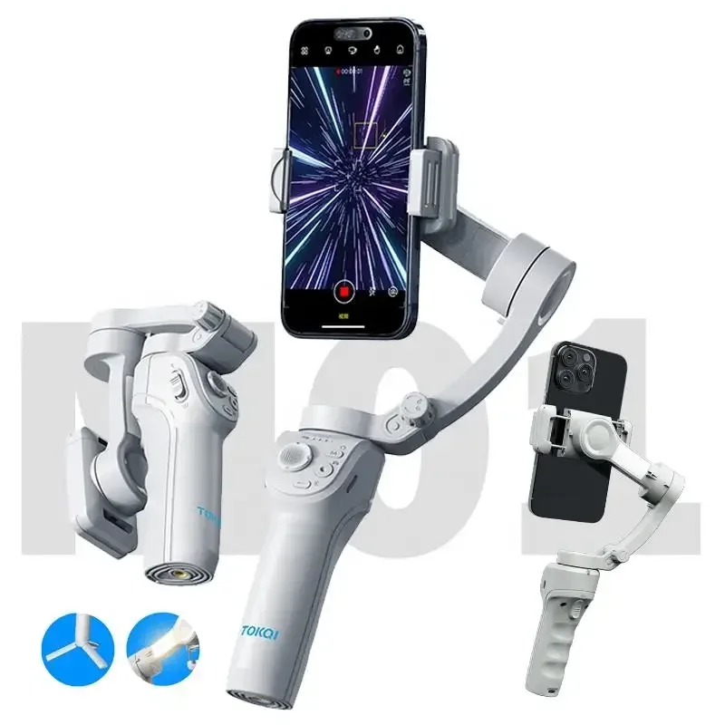 2026/360 Auto Face Tracking AI Smart Selfie Stick Stand 3 Axis Gimbal Handheld Phone Holder for Mobile Phone Live Video Streamin
