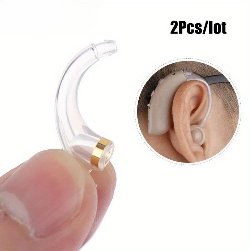 2Pcs Earmold Model Hook Anti-howling Elbow Tubing Connector for Ear Hearing Aid