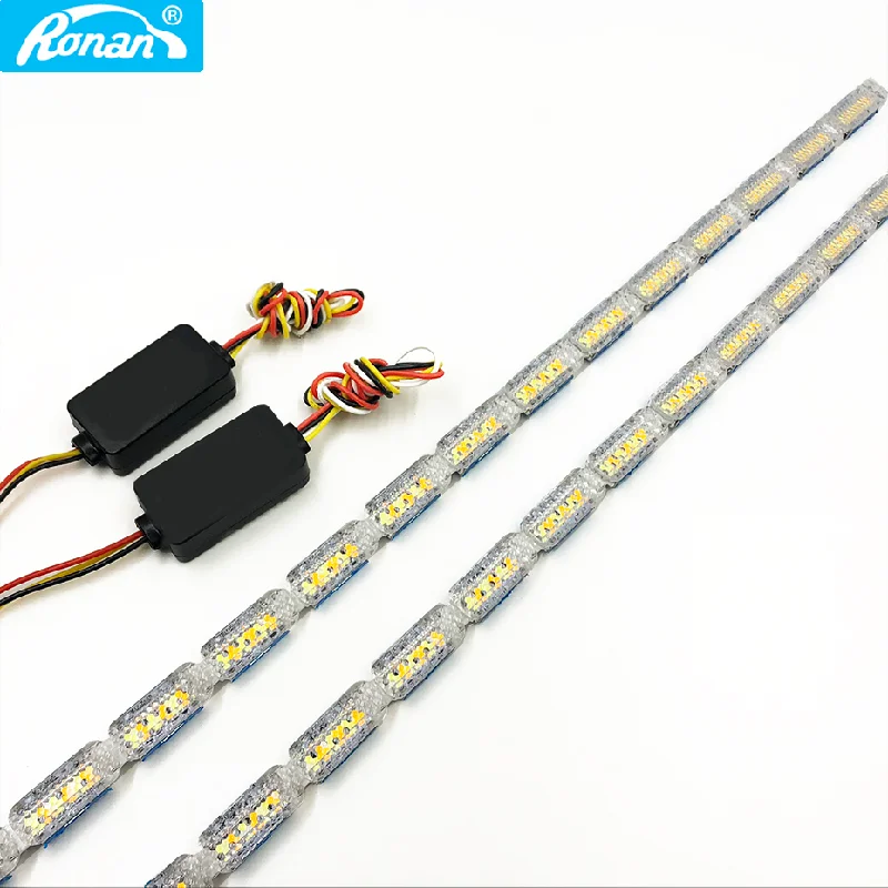 RONAN 60 Daytime Running White Switchback to Yellow Light DRL Double Flowing Type LED White Amber Lamp Car Headlight