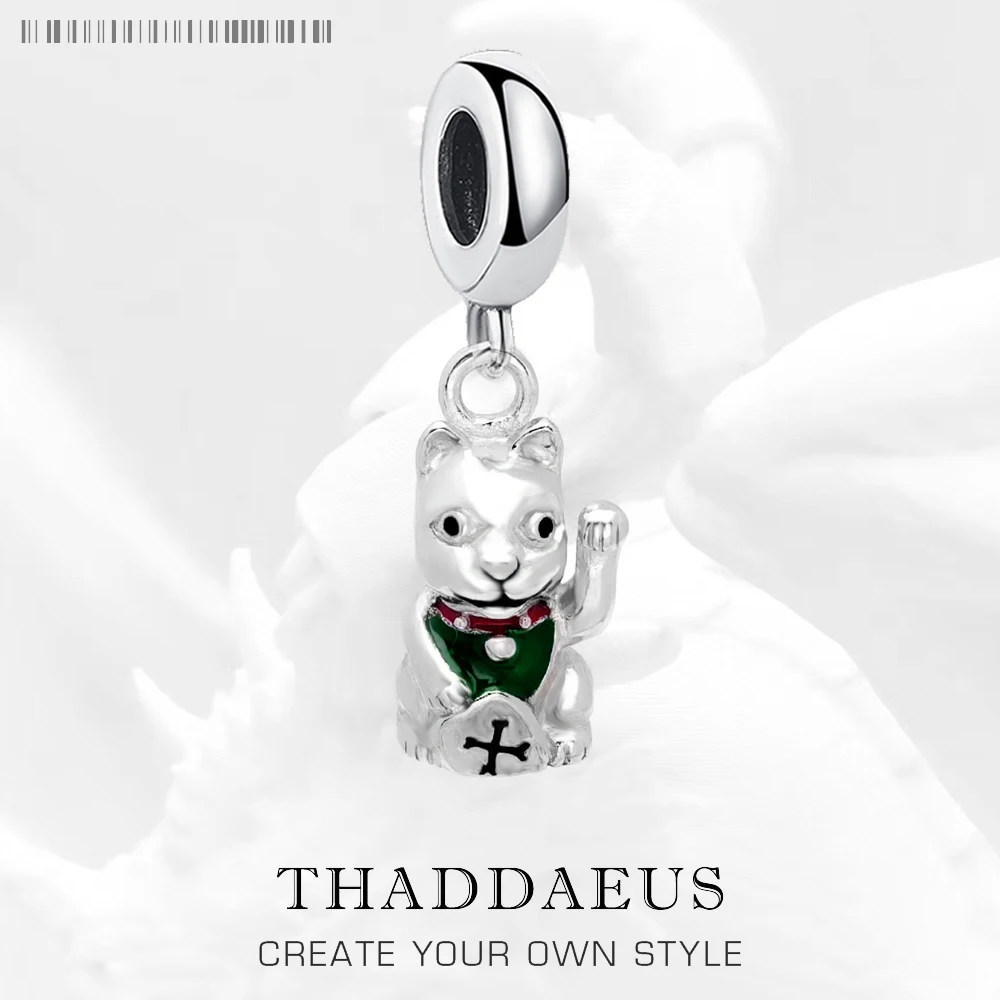 

Lucky Cat 925 Sterling Silver Retro Charm Pendant For Women Men Fine Jewelry Gift
