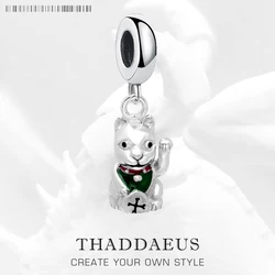 Lucky Cat 925 Sterling Silver Retro Charm Pendant For Women Men Fine Jewelry Gift