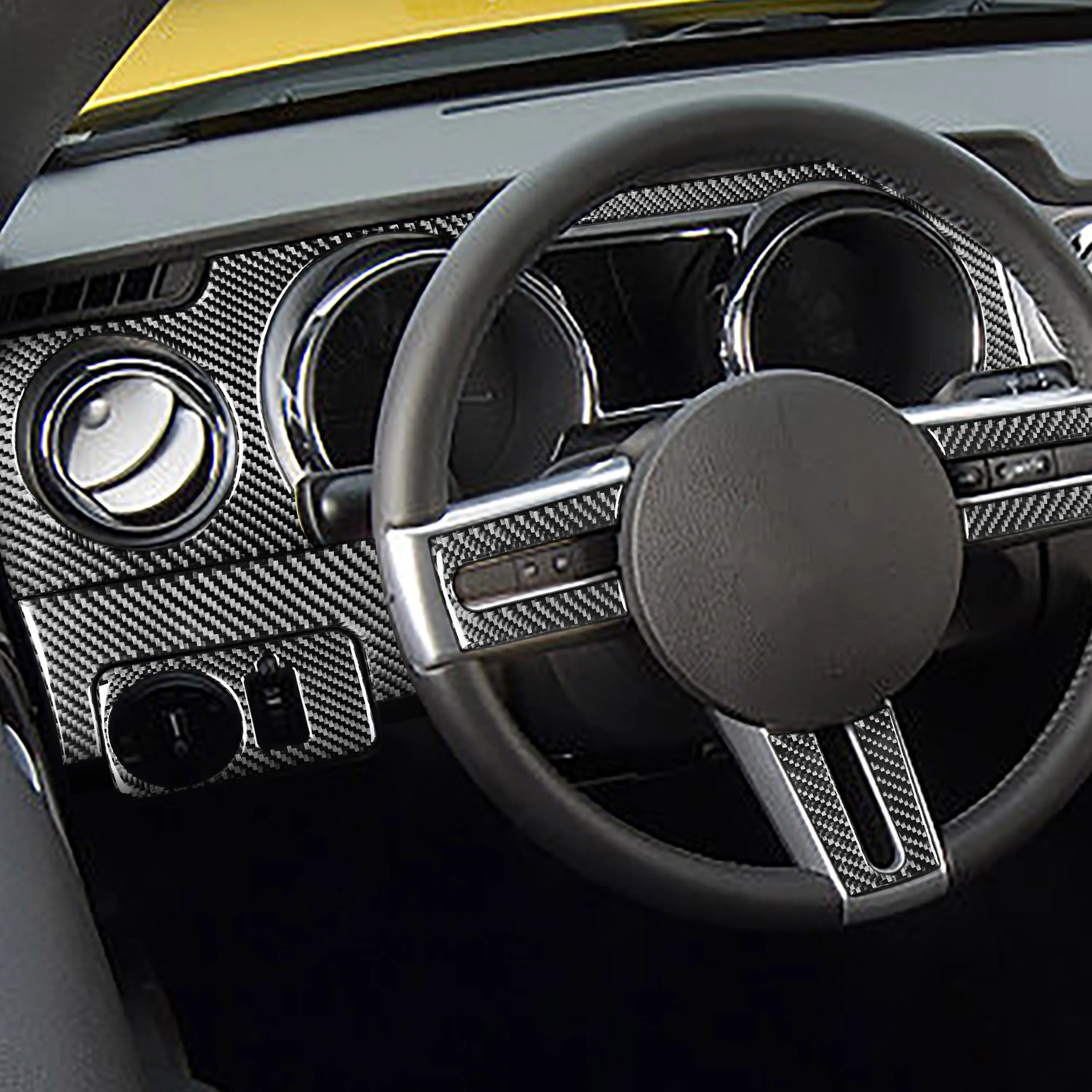 For Ford Mustang GT 2005—2009 Car Accessories Carbon Fiber Interior Door Console Gear AC Vent Panel Trim Sticker Modification