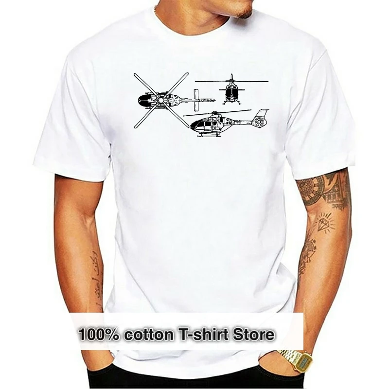 2024 Fashion Design  AIRBUS HELICOPTER EC 135 BLUEPRINT MENS T SHIRT EUROCOPTER MBB GERMANY O-Neck Hipster Tshirts