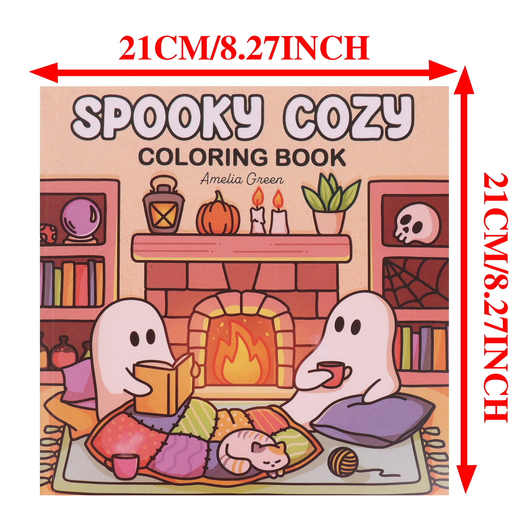 Spooky Cute Halloween Coloring Book for Adults & Teens, Cozy Fall Coloring Book, Cute Ghost Relaxing Coloring Pages, Stress Reli