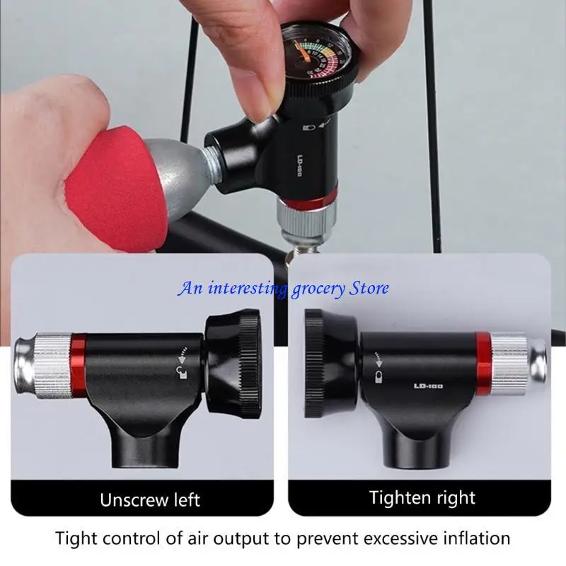 

652D Mountain Bike CO2 Inflator Head With Gauge Quick Pumping Bicycles with Insulated Sleeve CO2 Bike Tire Inflator