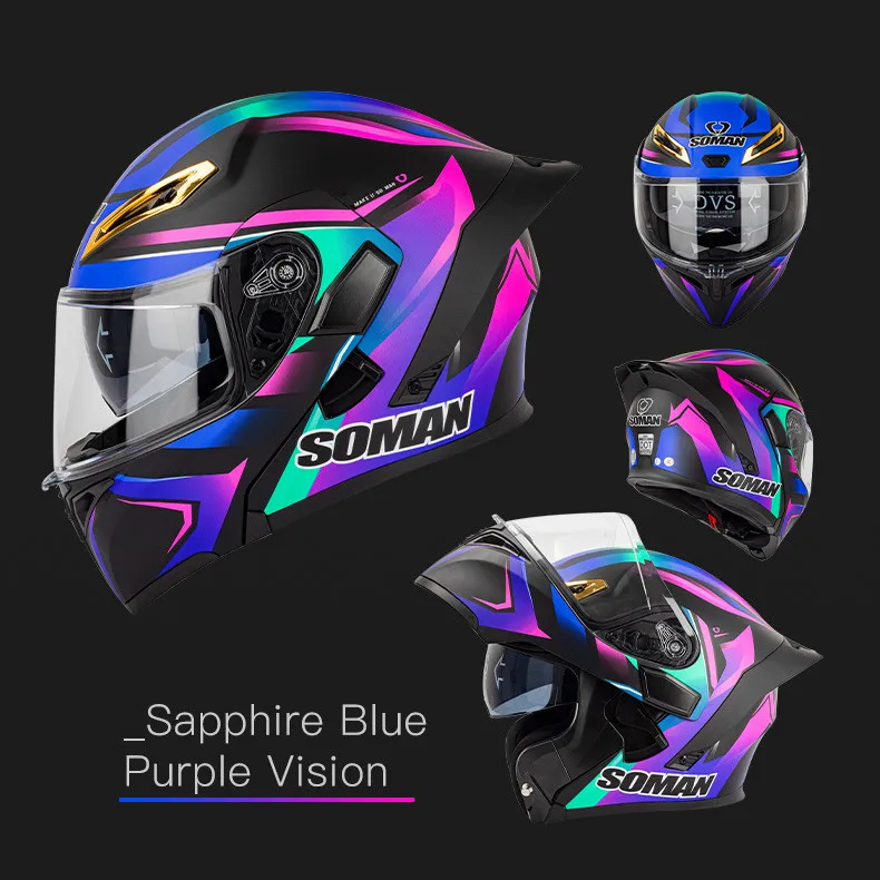 Women Motorcycle Helmet Flip Up Full Face Double Visor Capacete De Moto DOT Mujer Blue Pink Urban Road Riding Motorbike Helmet