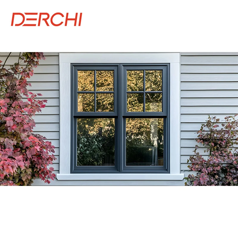 DERCHI Thermal Insulation Double Single Hung Windows With Screen Double Pane Low E Slide up Double Hung Window
