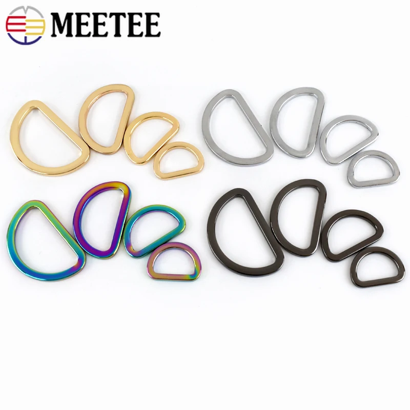 50Pcs 16-38mm D Rings Metal Buckles for Bag Strap Belt Loops Handbag Webbing Clasp Connector Leather Hook DIY Hardware Accessory