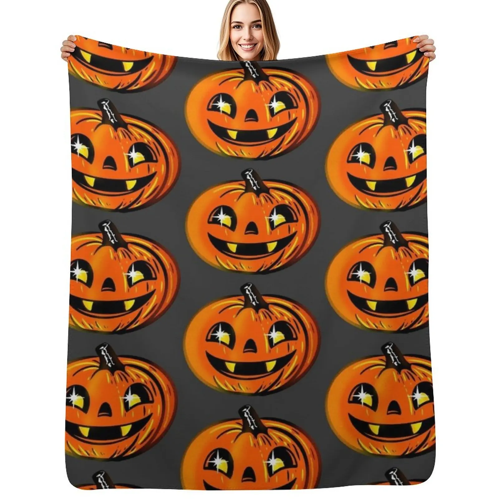 

Pretty pumpkin Throw Blanket Hairy Soft Plush Plaid Cute Plaid Soft Plaid Blankets