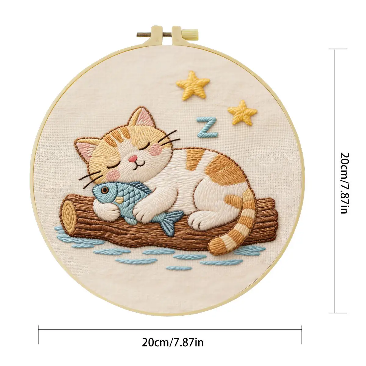 1 Stück 20X20CM/15X15CM 7,87/6,3 Zoll Schlafendes Kätzchen Stickerei-Starter-Kit DIY-Kit DIY-Stickerei-Kit Handarbeiten Nadelkunst – Detail 3