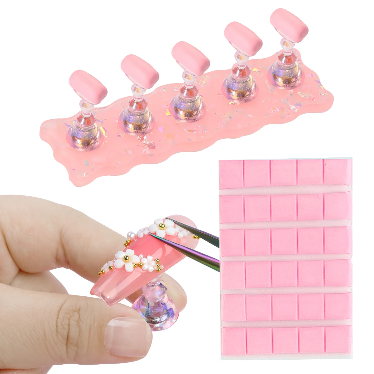 Nagelständer-Set zum Aufdrücken der Nagelpräsentation, Übungskunst, magnetischer künstlicher Nagelhalter zum Malen von Nägeln, Ständer mit wiederverwendbarem Kitt-Ton