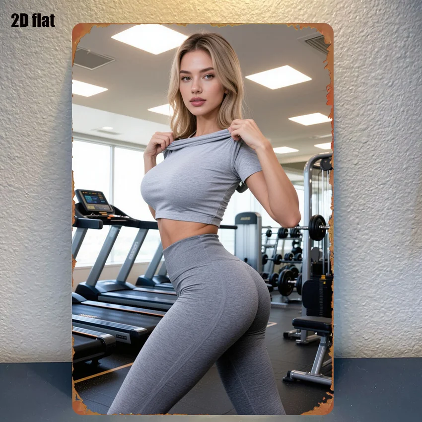 2D-Metallschild, 20,3 x 30,5 cm, „Frauen-Sport“, Metall-Wandkunst für Zuhause, Fitnessraum, Raumdekoration, Party