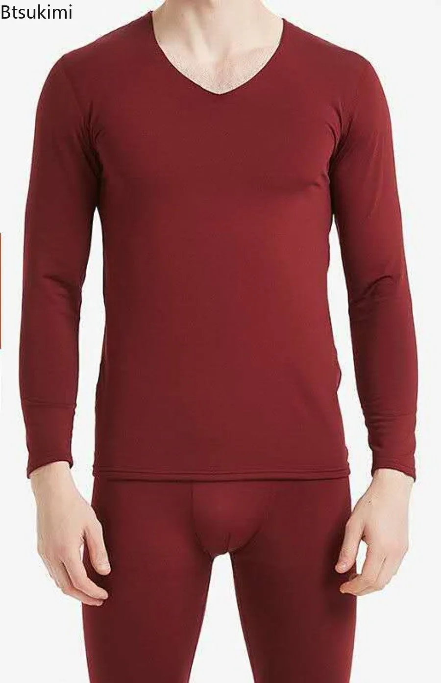 2026 الرجال الخامس الرقبة ملابس اخلية حرارية مجموعات Traceless الصوف سليم صالح مريحة طويلة جونز مجموعات الشتاء ملابس حرارية فائقة النعومة #6