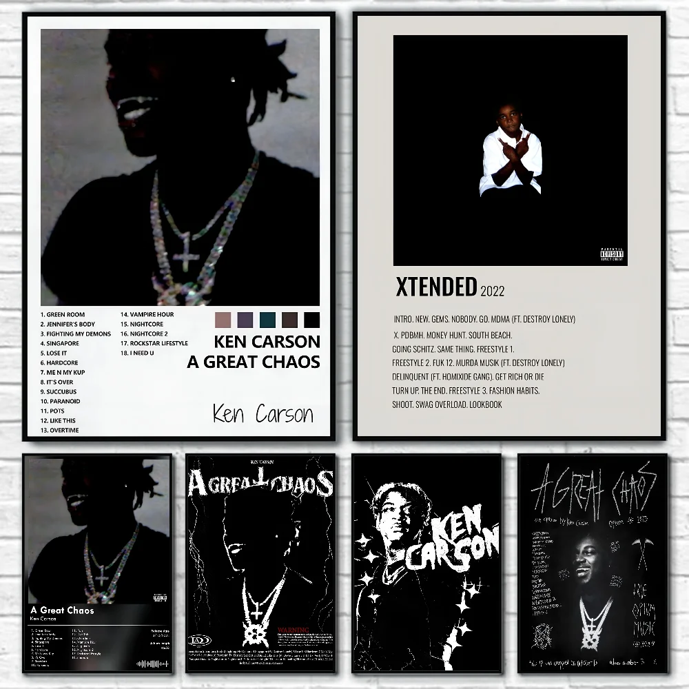 Póster de cantante Pop Ken Carson A Great Chaos, papel impreso para el hogar, sala de estar, dormitorio, entrada, Bar, cafetería, decoración de pintura artística