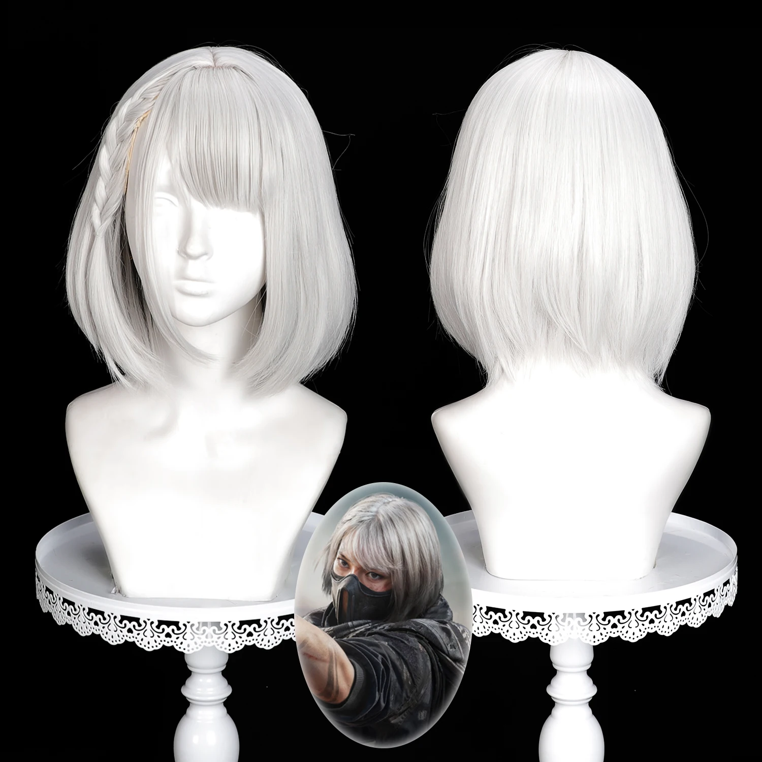 

Парик для косплея Delta Force, аниме-парик Май Сяовэнь, серебристо-белый, для ролевых игр, с имитацией кожи головы, синтетический парик-каре для аниме-вечеринок