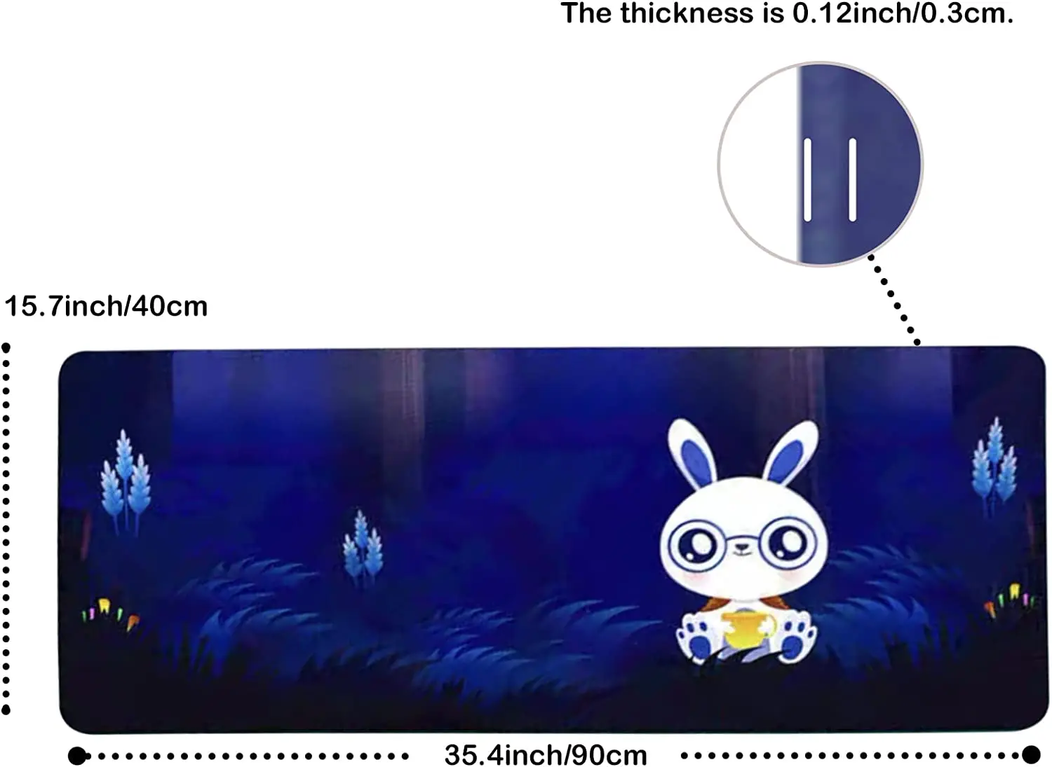 Cartoons Cute Keyboard Pad 35.4 x 15.7×0.12 in Extended Desk Mat Large Gaming Mousepad Waterproof Mat -Forest Rabbit