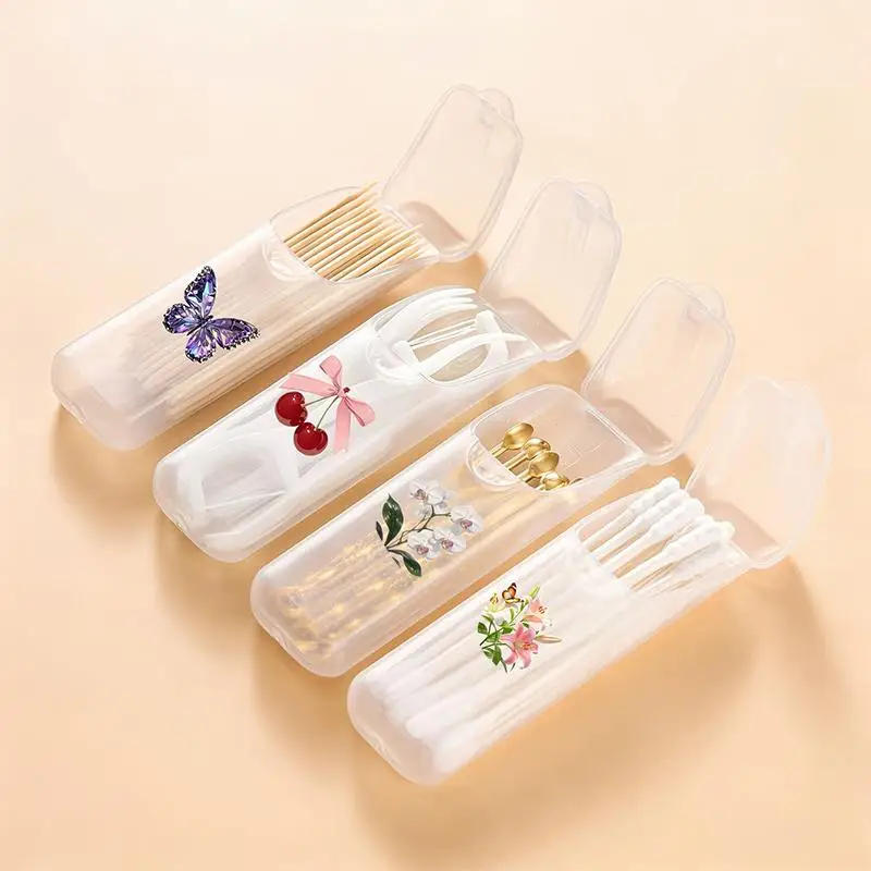 Portable Travel Mini Toothpick Dental Floss Storage Box Cotton Swabs Box Multi-Purpose Perfect For Home Kitchen Table Daily Use