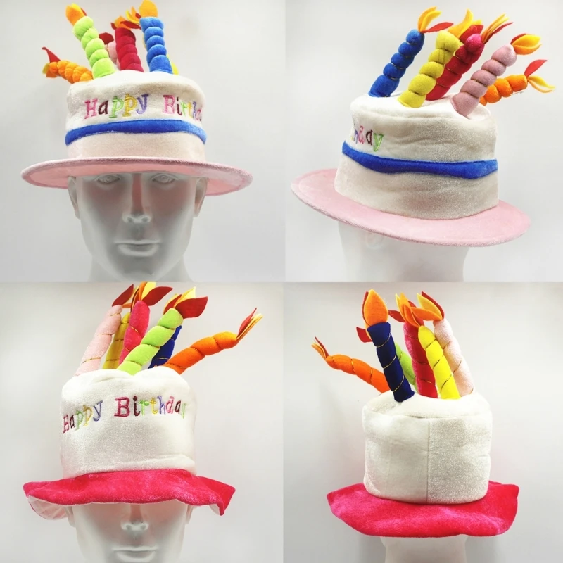 Y1UB Adult Birthday Hat with Cake Birthday Party Costume Headwear Gift for Men