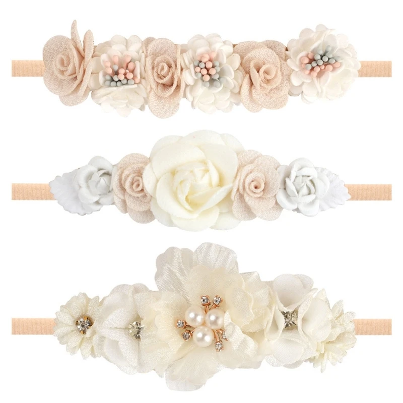 77HD Baby Hairband Elastic Flower Headband for Girls Children Flower Hair Band Newborn Hair Accessories Infant Shower Gift